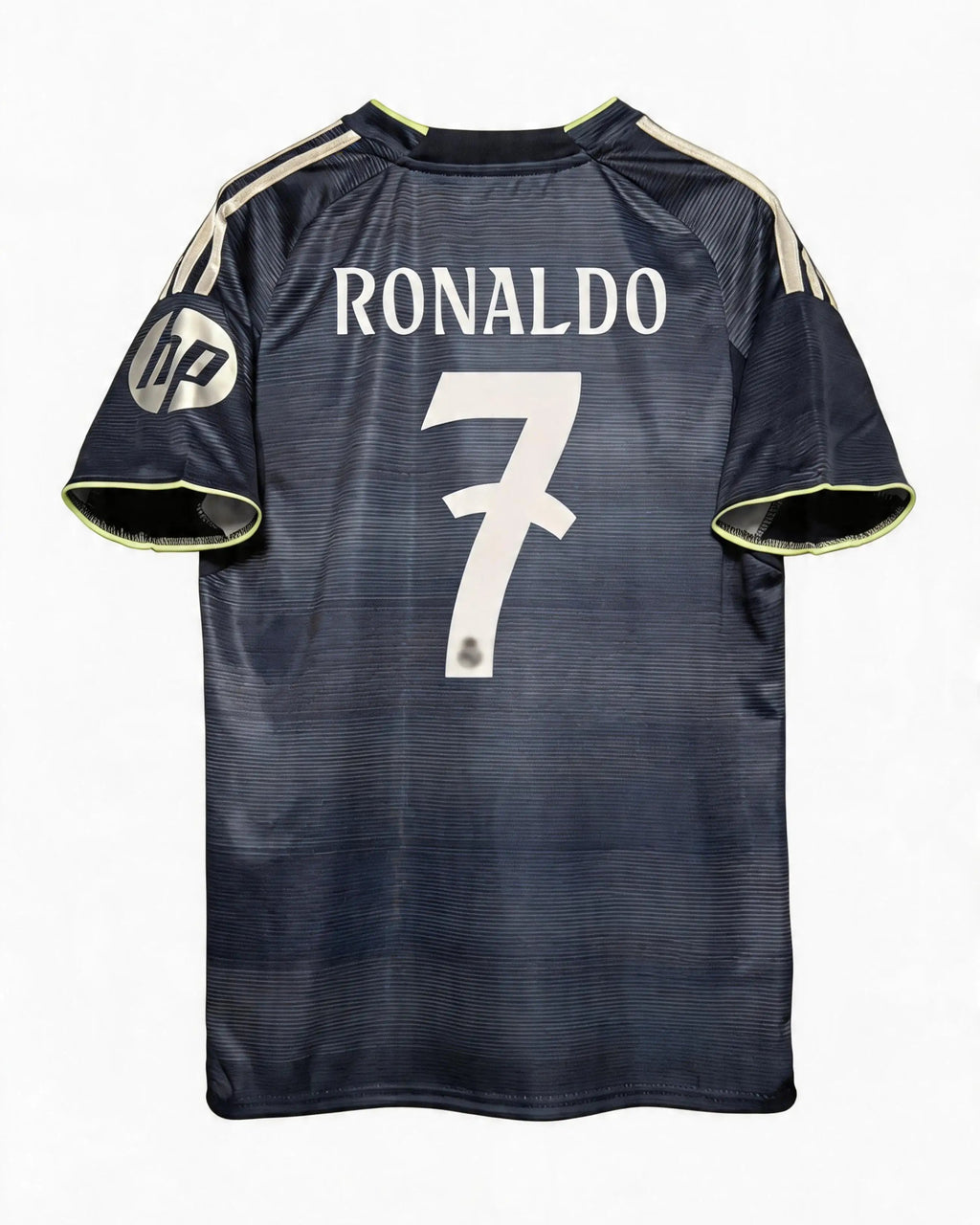 Black sports jersey with 'Ronaldo' and number '7' on a white background