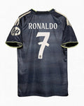 Black sports jersey with 'Ronaldo' and number '7' on a white background
