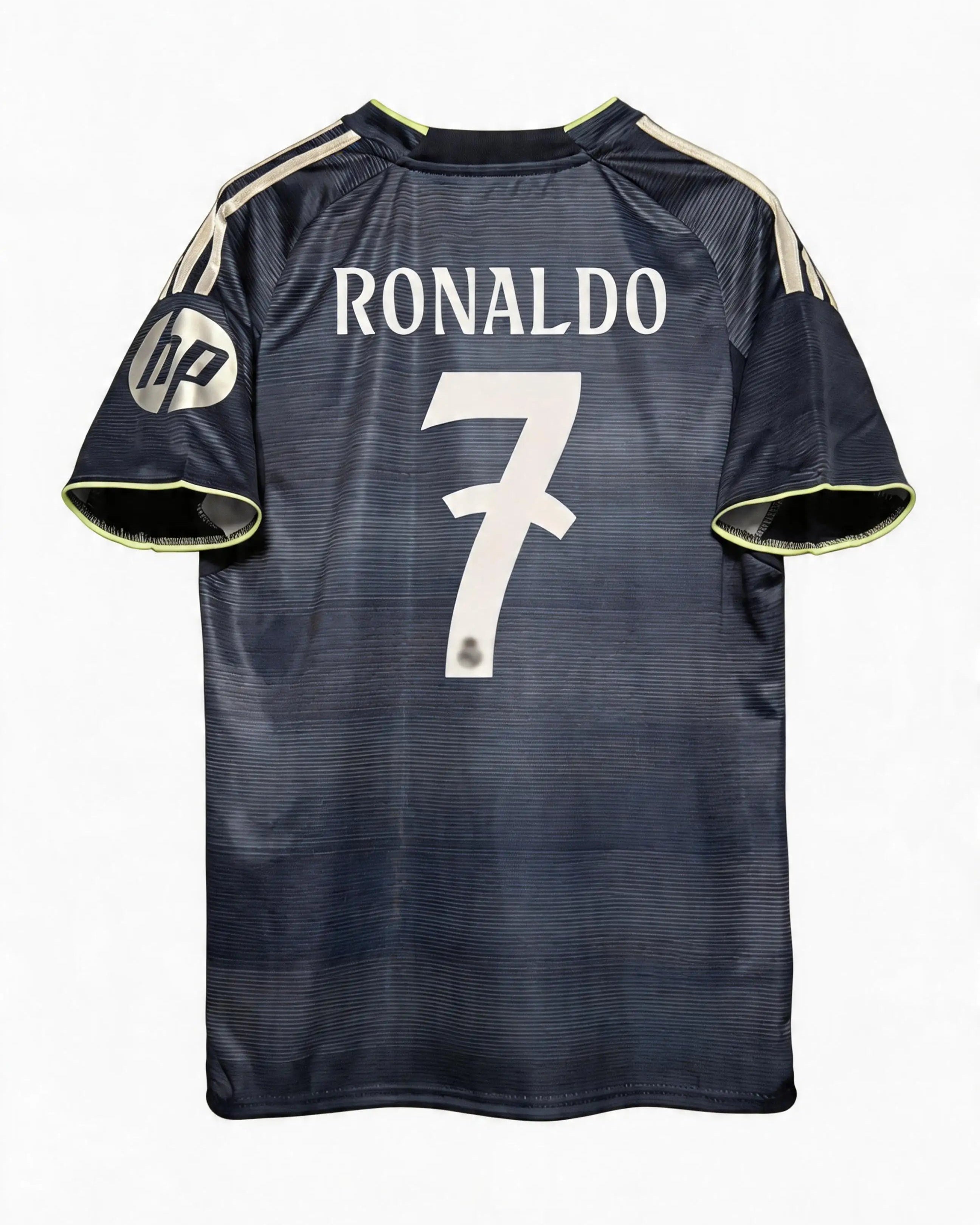 Black sports jersey with 'Ronaldo' and number '7' on a white background