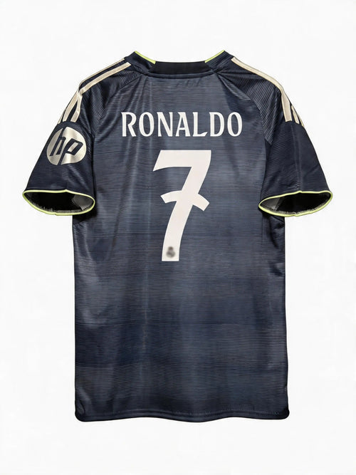 Black sports jersey with 'Ronaldo' and number '7' on a white background